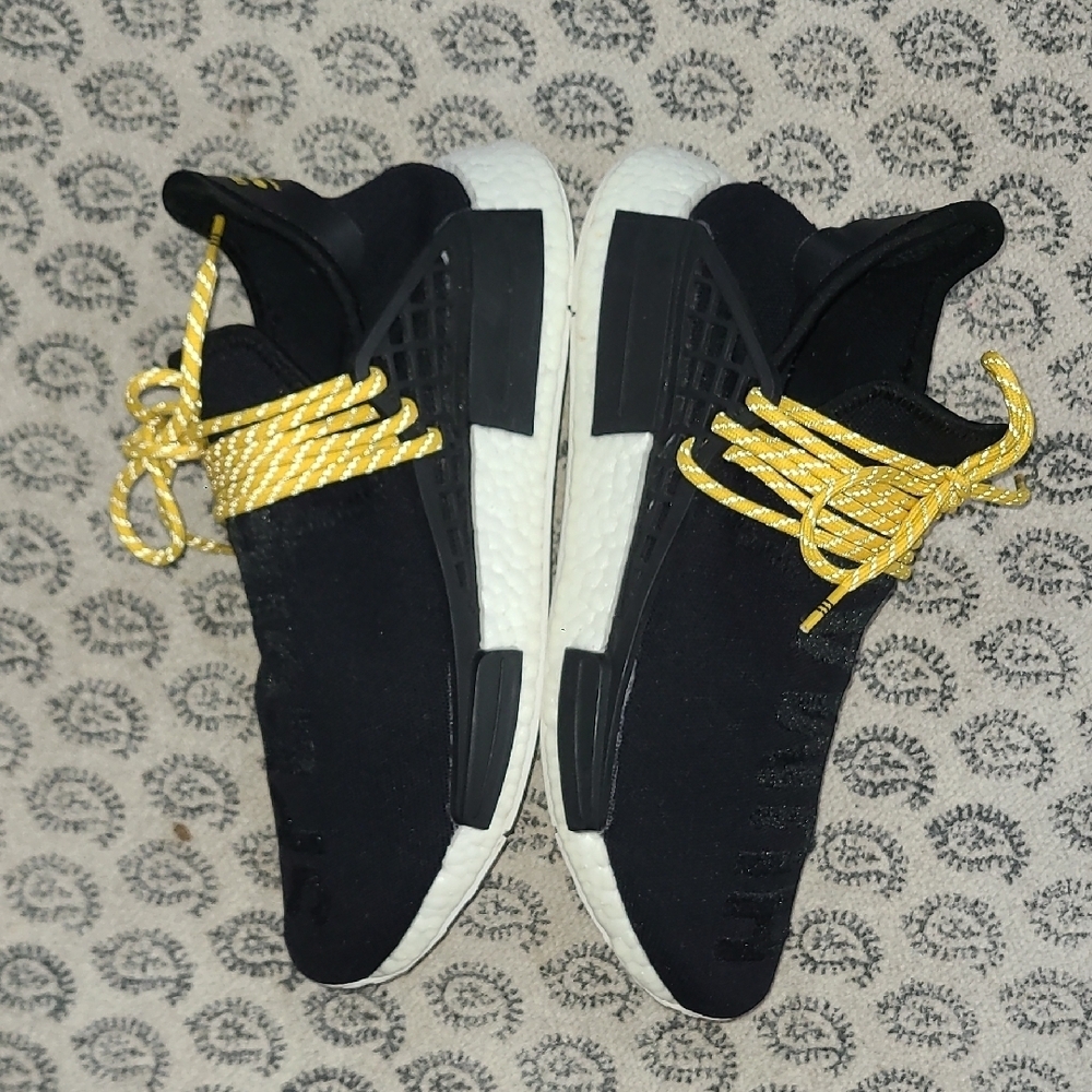 adidas Pharrell Wlliams Human Species Black Sneakers with Yellow Accents
